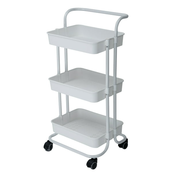 Durable 3-Tier Rolling Storage Cart Kitchen Trolley Home Organizer Rack Cart 